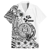 Ia Orana Tahiti Personalised Family Matching Off Shoulder Maxi Dress and Hawaiian Shirt French Polynesia Hook Tattoo Special White Color LT9 Dad's Shirt - Short Sleeve White - Polynesian Pride