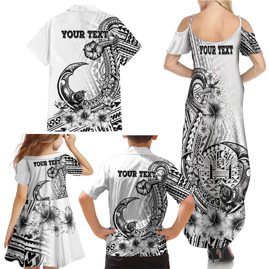 Ia Orana Tahiti Personalised Family Matching Summer Maxi Dress and Hawaiian Shirt French Polynesia Hook Tattoo Special White Color LT9 - Polynesian Pride