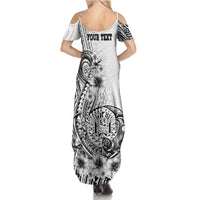 Ia Orana Tahiti Personalised Family Matching Summer Maxi Dress and Hawaiian Shirt French Polynesia Hook Tattoo Special White Color LT9 - Polynesian Pride