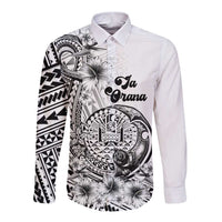 Ia Orana Tahiti Personalised Long Sleeve Button Shirt French Polynesia Hook Tattoo Special White Color LT9