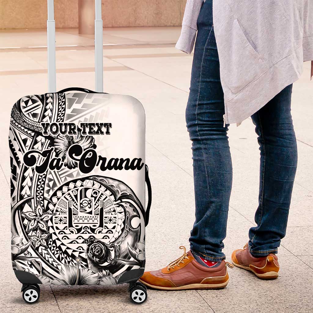 Ia Orana Tahiti Personalised Luggage Cover French Polynesia Hook Tattoo Special White Color LT9 White - Polynesian Pride