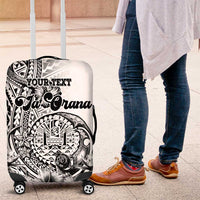 Ia Orana Tahiti Personalised Luggage Cover French Polynesia Hook Tattoo Special White Color LT9 White - Polynesian Pride