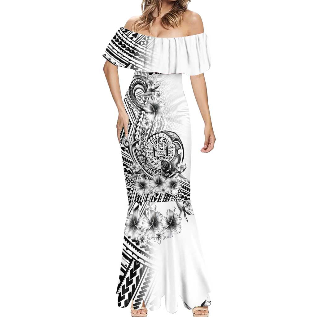 Ia Orana Tahiti Personalised Mermaid Dress French Polynesia Hook Tattoo Special White Color LT9 - Polynesian Pride