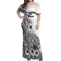 Ia Orana Tahiti Personalised Off Shoulder Maxi Dress French Polynesia Hook Tattoo Special White Color LT9 Women White - Polynesian Pride