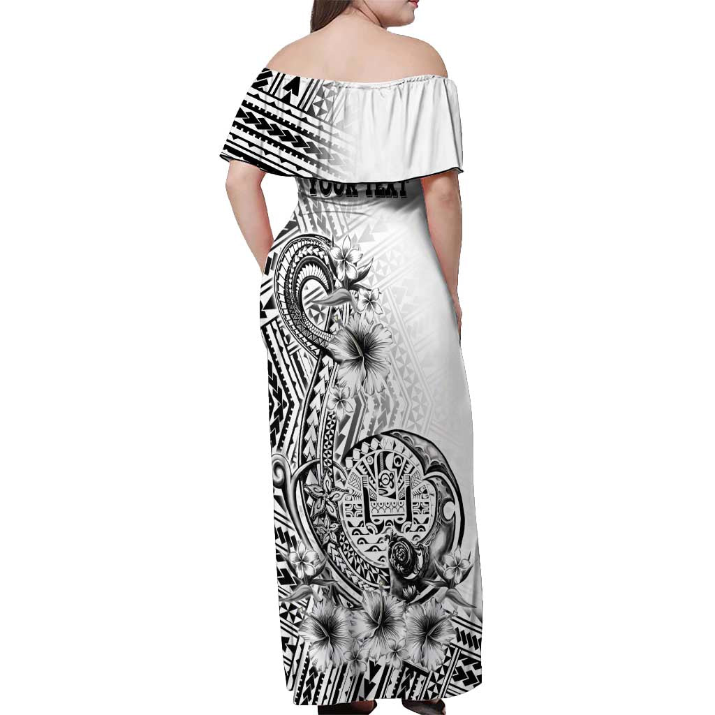 Ia Orana Tahiti Personalised Off Shoulder Maxi Dress French Polynesia Hook Tattoo Special White Color LT9 - Polynesian Pride
