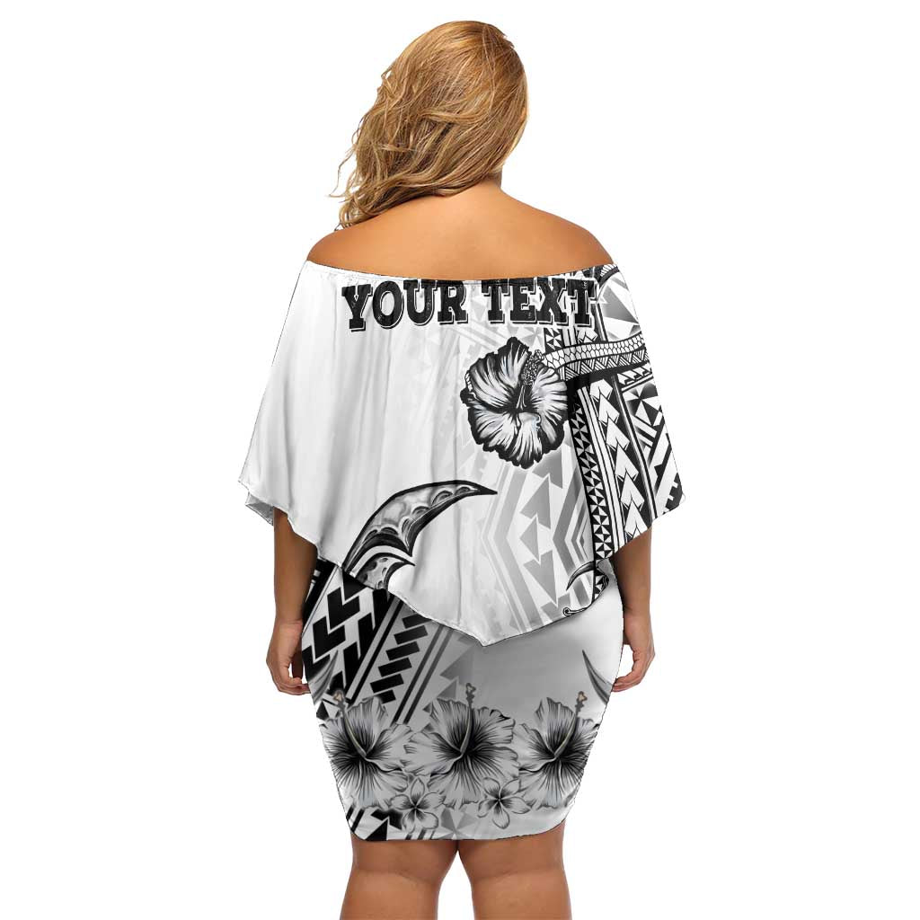 Ia Orana Tahiti Personalised Off Shoulder Short Dress French Polynesia Hook Tattoo Special White Color LT9