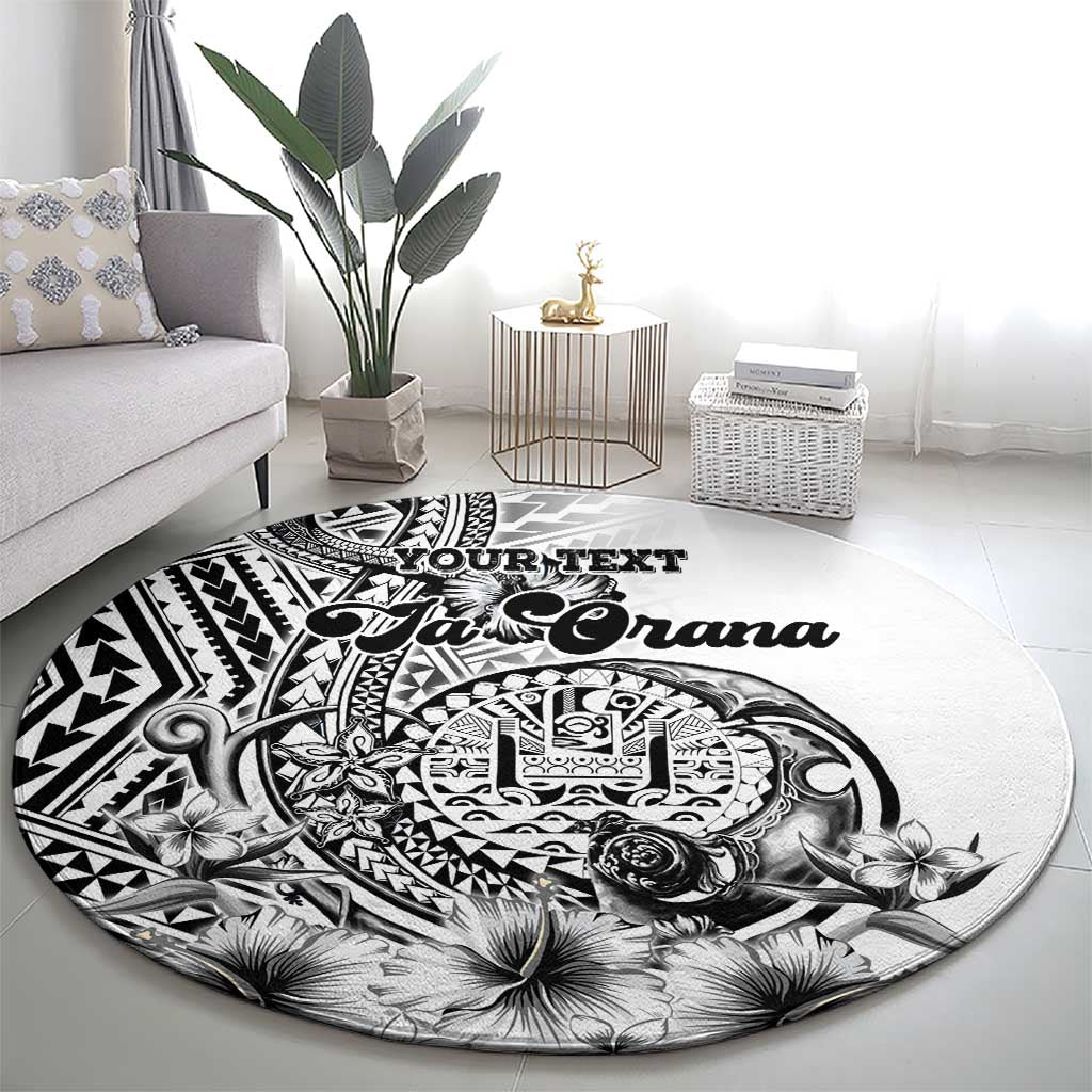 Ia Orana Tahiti Personalised Round Carpet French Polynesia Hook Tattoo Special White Color LT9