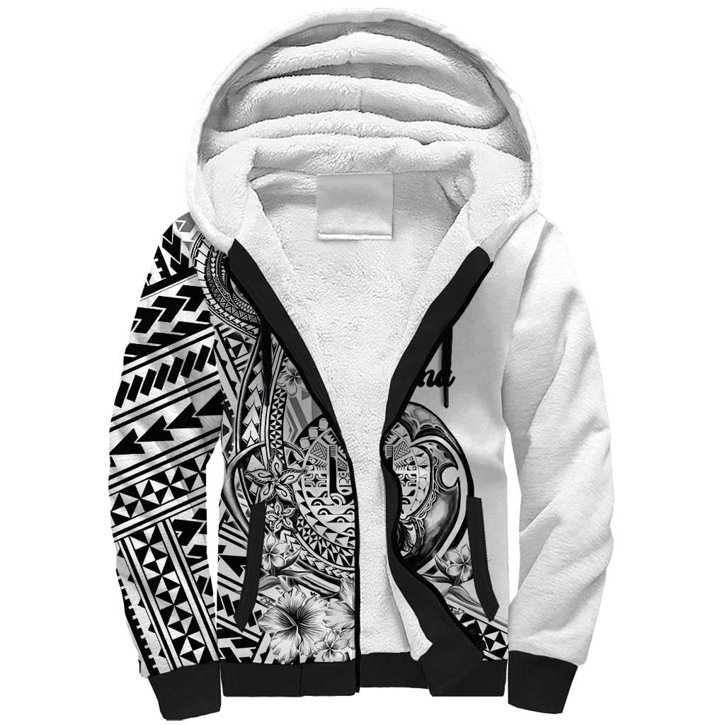 Ia Orana Tahiti Personalised Sherpa Hoodie French Polynesia Hook Tattoo Special White Color LT9 Unisex White - Polynesian Pride