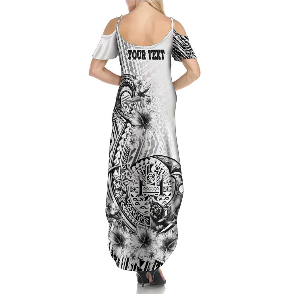 Ia Orana Tahiti Personalised Summer Maxi Dress French Polynesia Hook Tattoo Special White Color LT9 - Polynesian Pride