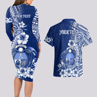 Nauru Independence Personalised Couples Matching Long Sleeve Bodycon Dress and Hawaiian Shirt Naoero Hook Tattoo Special Polynesian Pattern LT9 - Polynesian Pride