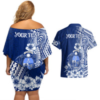 Nauru Independence Personalised Couples Matching Off Shoulder Short Dress and Hawaiian Shirt Naoero Hook Tattoo Special Polynesian Pattern LT9 - Polynesian Pride