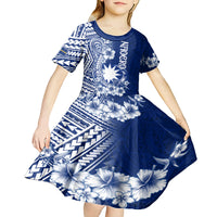 Nauru Independence Personalised Kid Short Sleeve Dress Naoero Hook Tattoo Special Polynesian Pattern LT9 - Polynesian Pride