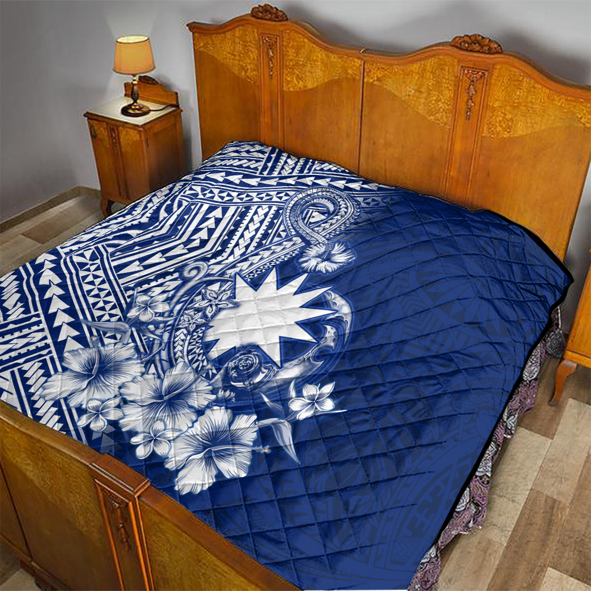 Nauru Independence Personalised Quilt Naoero Hook Tattoo Special Polynesian Pattern LT9 - Polynesian Pride