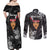 New Zealand Custom Women's Day Couples Matching Off Shoulder Maxi Dress and Long Sleeve Button Shirt Maori Girl Feathers of Hope - Black LT9 - Polynesian Pride