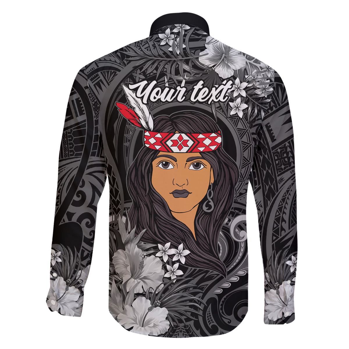 New Zealand Custom Women's Day Family Matching Summer Maxi Dress and Hawaiian Shirt Maori Girl Feathers of Hope - Black LT9 - Polynesian Pride