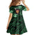 New Zealand Custom Women's Day Family Matching Off Shoulder Long Sleeve Dress and Hawaiian Shirt Maori Girl Feathers of Hope - Green LT9 - Polynesian Pride