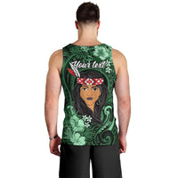 New Zealand Custom Women's Day Men Tank Top Maori Girl Feathers of Hope - Green LT9 - Polynesian Pride