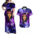 New Zealand Custom Women's Day Couples Matching Off Shoulder Maxi Dress and Hawaiian Shirt Maori Girl Feathers of Hope - Purple LT9 Purple - Polynesian Pride