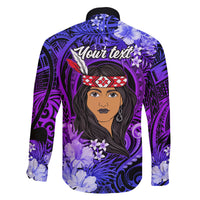 New Zealand Custom Women's Day Family Matching Mermaid Dress and Hawaiian Shirt Maori Girl Feathers of Hope - Purple LT9 - Polynesian Pride