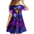 New Zealand Custom Women's Day Family Matching Off Shoulder Short Dress and Hawaiian Shirt Maori Girl Feathers of Hope - Purple LT9 - Polynesian Pride