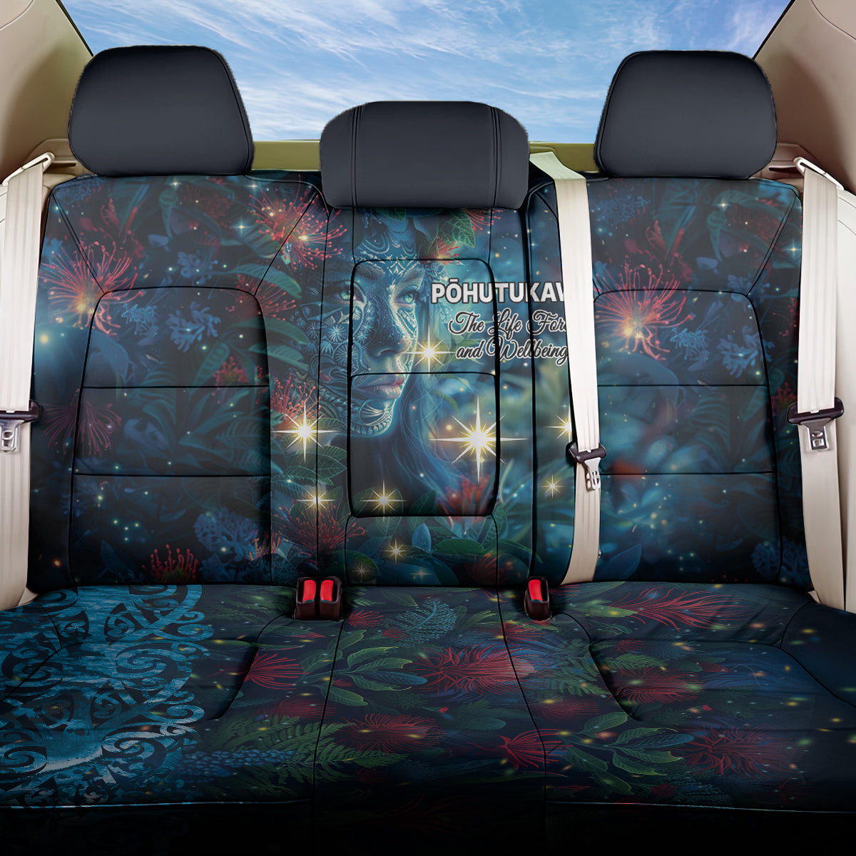 New Zealand Matariki Pohutukawa Back Car Seat Cover Te Mauri te Ora LT9