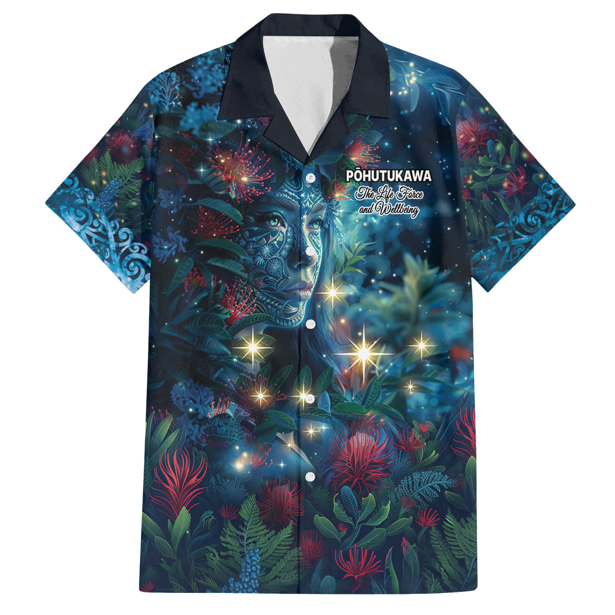 New Zealand Matariki Pohutukawa Family Matching Long Sleeve Bodycon Dress and Hawaiian Shirt Te Mauri te Ora LT9 Dad's Shirt - Short Sleeve Art - Polynesian Pride