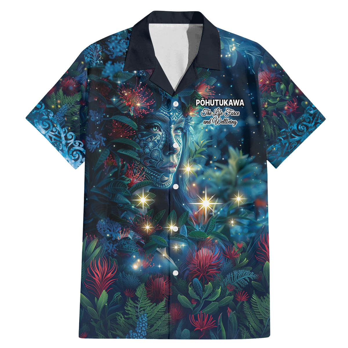 New Zealand Matariki Pohutukawa Family Matching Mermaid Dress and Hawaiian Shirt Te Mauri te Ora LT9 Dad's Shirt - Short Sleeve Art - Polynesian Pride