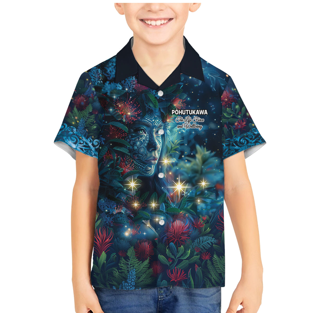 New Zealand Matariki Pohutukawa Family Matching Mermaid Dress and Hawaiian Shirt Te Mauri te Ora LT9 Son's Shirt Art - Polynesian Pride