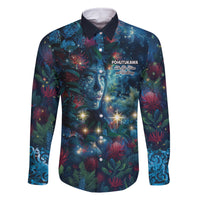 New Zealand Matariki Pohutukawa Family Matching Off The Shoulder Long Sleeve Dress and Hawaiian Shirt Te Mauri te Ora