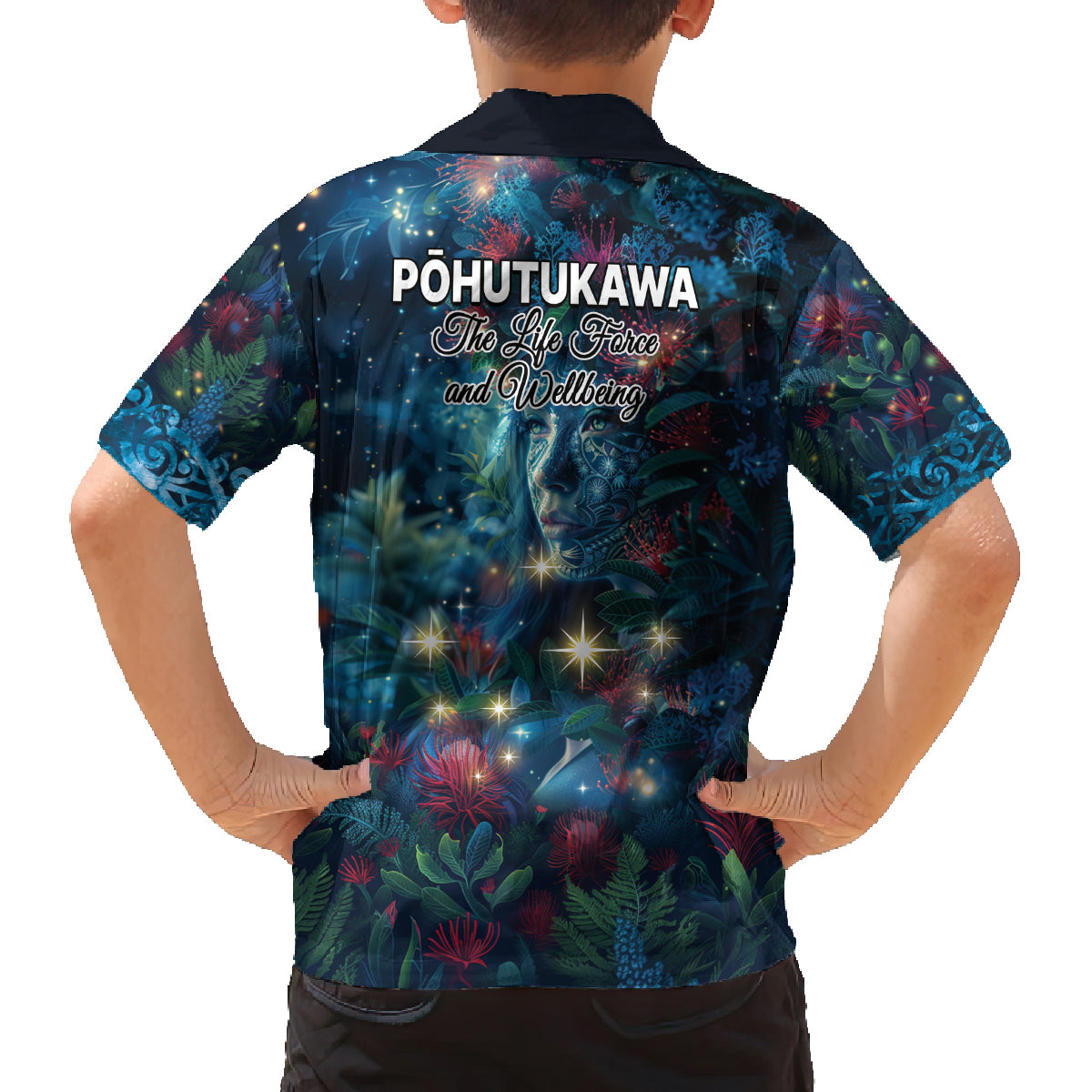New Zealand Matariki Pohutukawa Family Matching Off Shoulder Short Dress and Hawaiian Shirt Te Mauri te Ora LT9 - Polynesian Pride