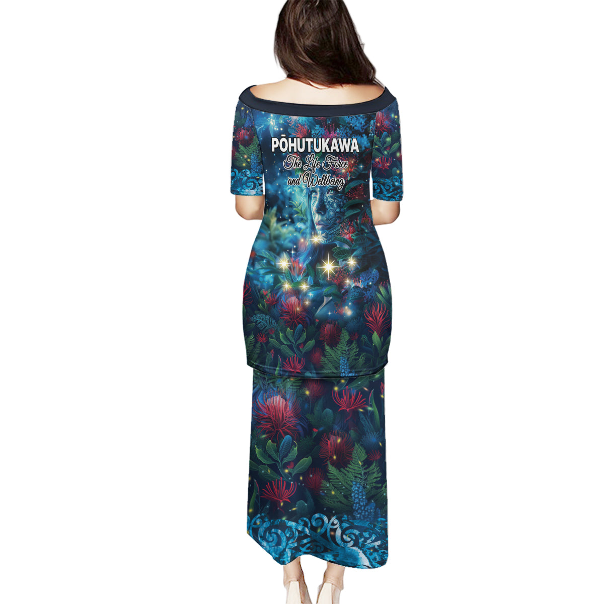 New Zealand Matariki Pohutukawa Family Matching Puletasi and Hawaiian Shirt Te Mauri te Ora LT9 - Polynesian Pride