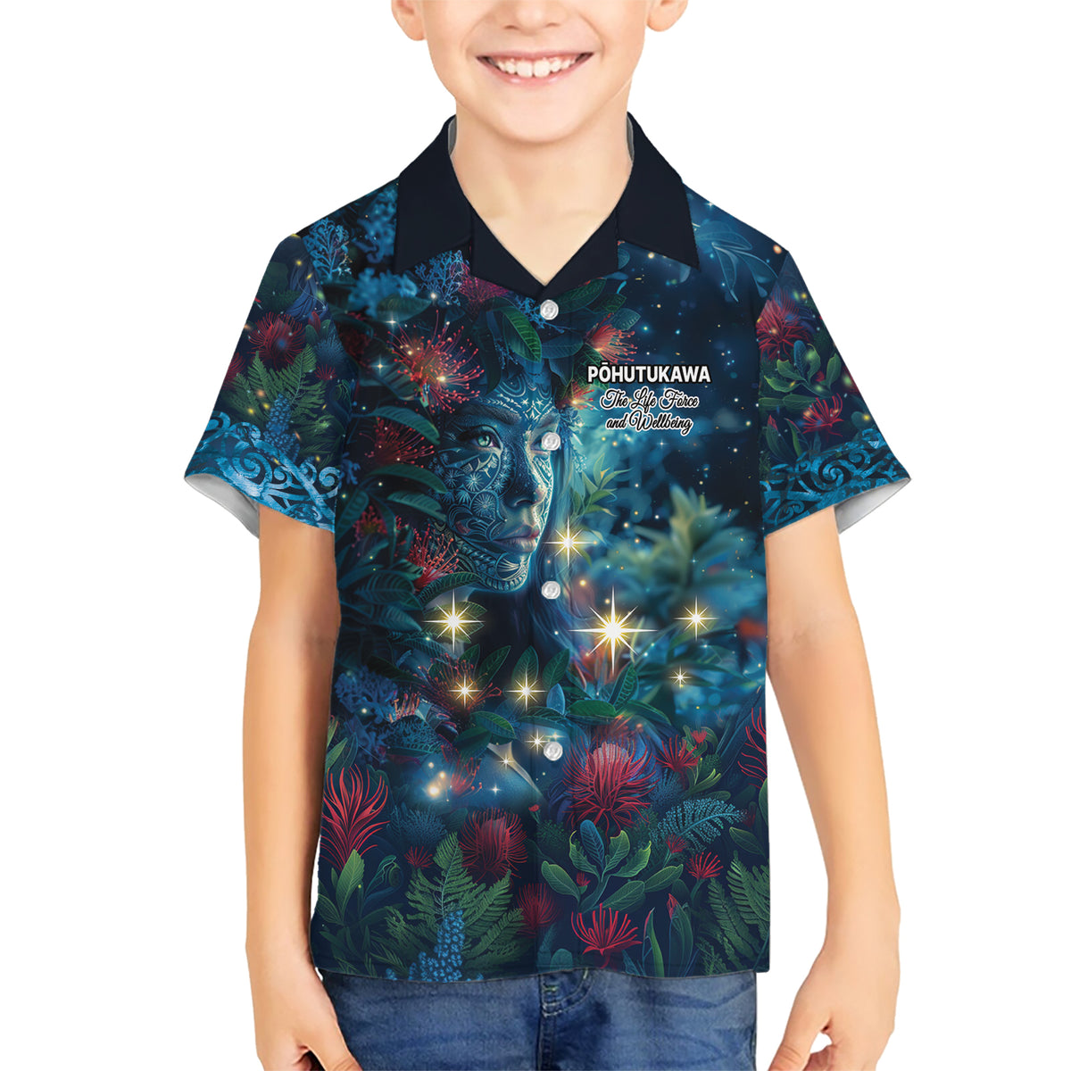 New Zealand Matariki Pohutukawa Family Matching Short Sleeve Bodycon Dress and Hawaiian Shirt Te Mauri te Ora LT9 Son's Shirt Art - Polynesian Pride