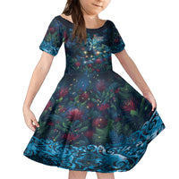 New Zealand Matariki Pohutukawa Kid Short Sleeve Dress Te Mauri te Ora LT9 KID Art - Polynesian Pride