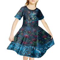 New Zealand Matariki Pohutukawa Kid Short Sleeve Dress Te Mauri te Ora LT9 - Polynesian Pride