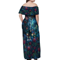 New Zealand Matariki Pohutukawa Off Shoulder Maxi Dress Te Mauri te Ora LT9 - Polynesian Pride