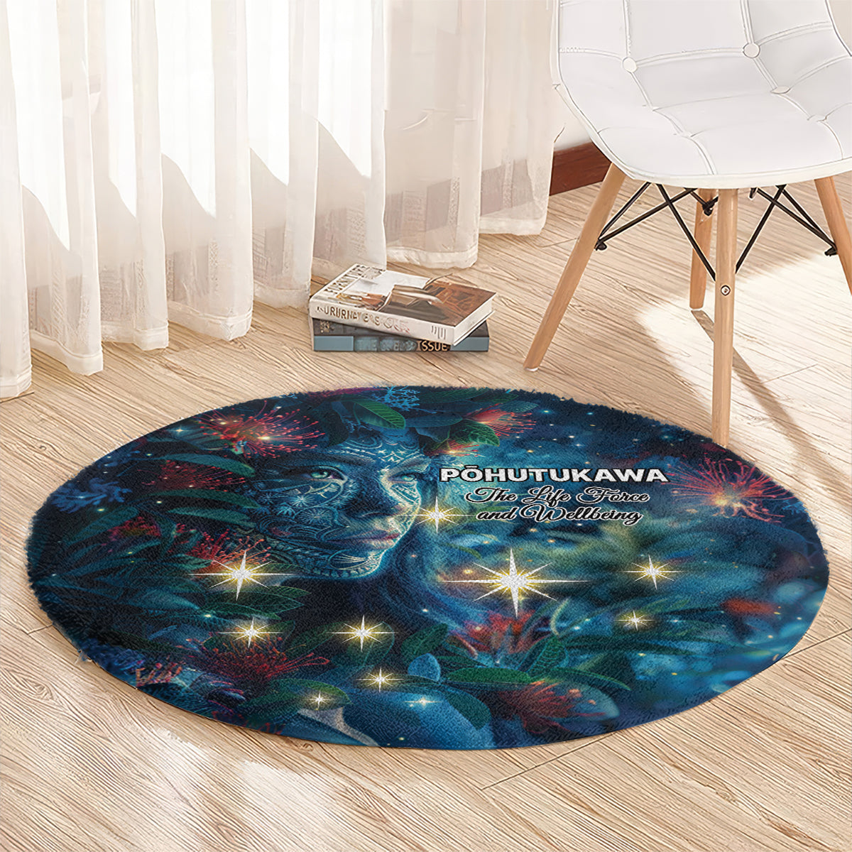 New Zealand Matariki Pohutukawa Round Carpet Te Mauri te Ora LT9 - Polynesian Pride