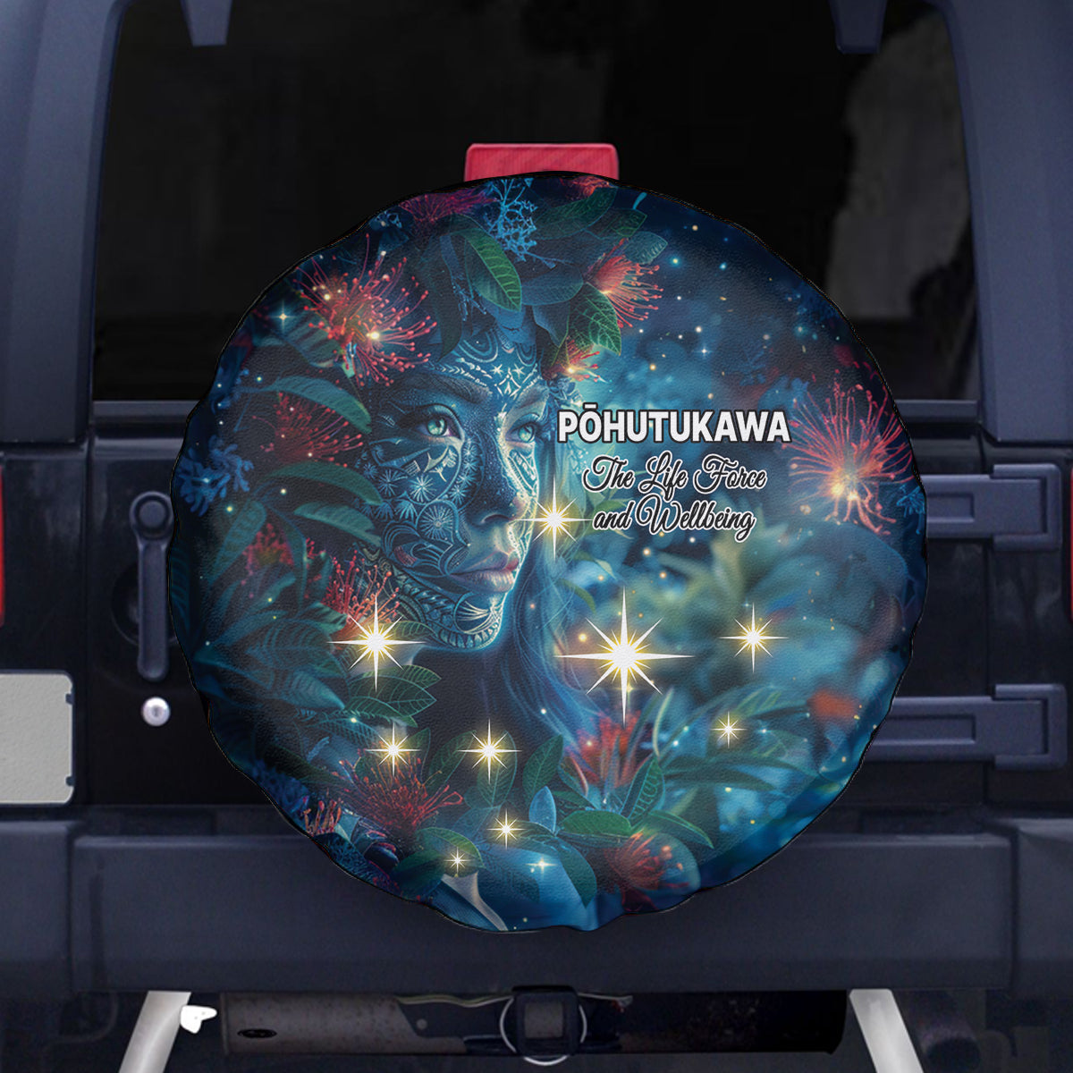 New Zealand Matariki Pohutukawa Spare Tire Cover Te Mauri te Ora LT9 - Polynesian Pride
