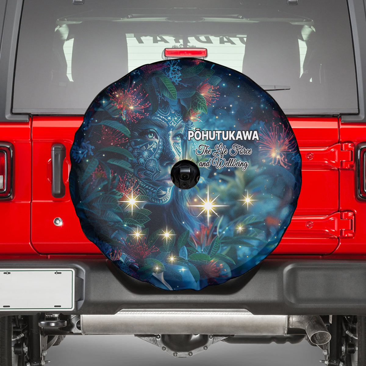 New Zealand Matariki Pohutukawa Spare Tire Cover Te Mauri te Ora LT9 - Polynesian Pride