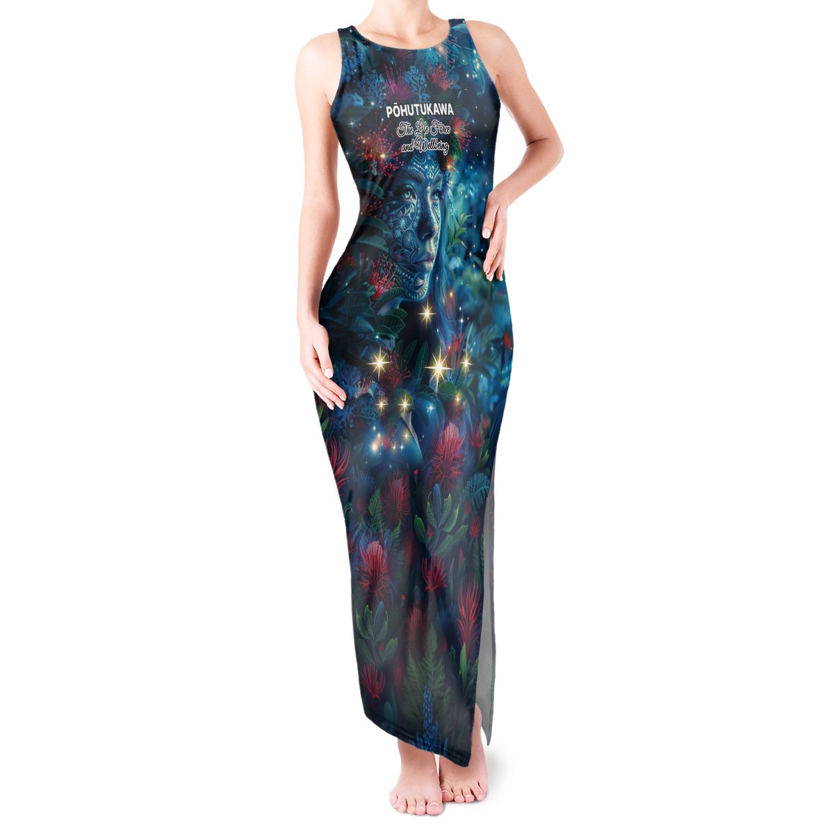 New Zealand Matariki Pohutukawa Tank Maxi Dress Te Mauri te Ora LT9 Women Art - Polynesian Pride