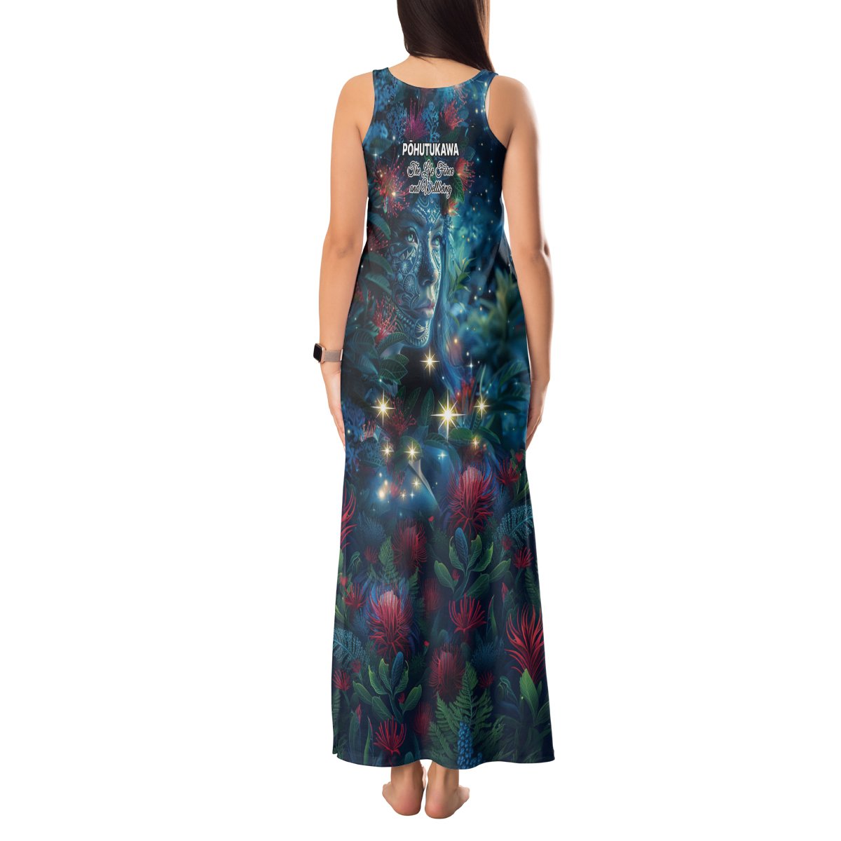 New Zealand Matariki Pohutukawa Tank Maxi Dress Te Mauri te Ora LT9 - Polynesian Pride
