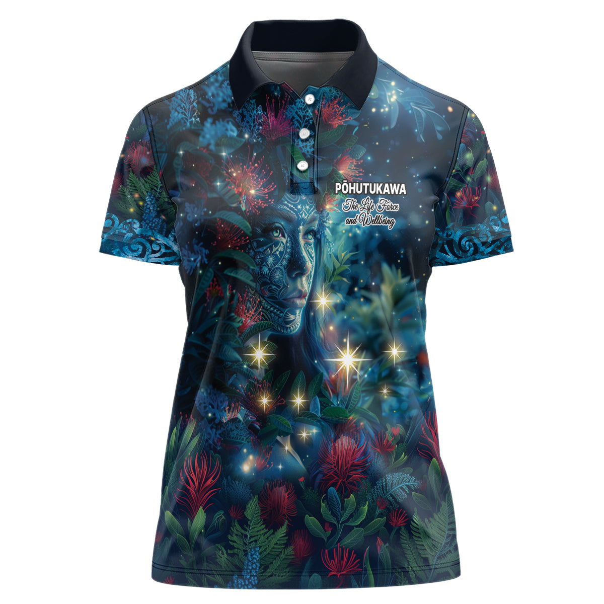 New Zealand Matariki Pohutukawa Women Polo Shirt Te Mauri te Ora