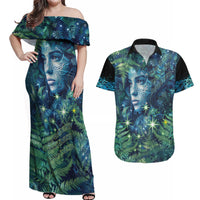 New Zealand Matariki Tupuanuku Couples Matching Off Shoulder Maxi Dress and Hawaiian Shirt Te W o te Hauhake LT9 Art - Polynesian Pride