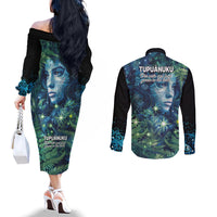 New Zealand Matariki Tupuanuku Couples Matching Off The Shoulder Long Sleeve Dress and Long Sleeve Button Shirt Te W o te Hauhake LT9 - Polynesian Pride
