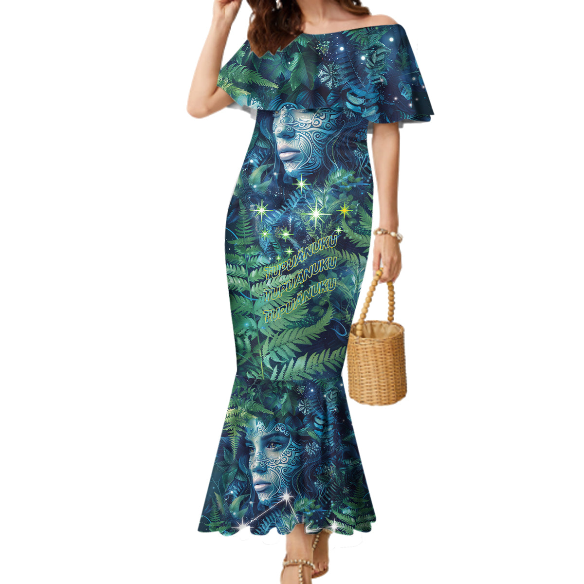 New Zealand Matariki Tupuanuku Family Matching Mermaid Dress and Hawaiian Shirt Te W o te Hauhake LT9 Mom's Dress Art - Polynesian Pride