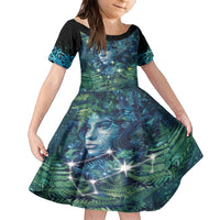 New Zealand Matariki Tupuanuku Family Matching Short Sleeve Bodycon Dress and Hawaiian Shirt Te W o te Hauhake LT9 Daughter's Dress Art - Polynesian Pride