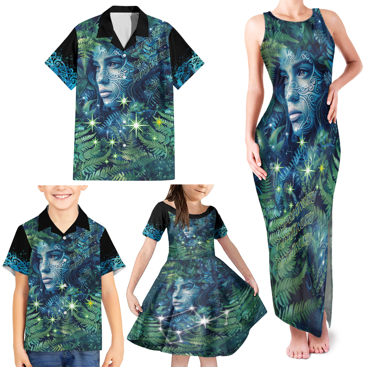 New Zealand Matariki Tupuanuku Family Matching Tank Maxi Dress and Hawaiian Shirt Te W o te Hauhake LT9 - Polynesian Pride