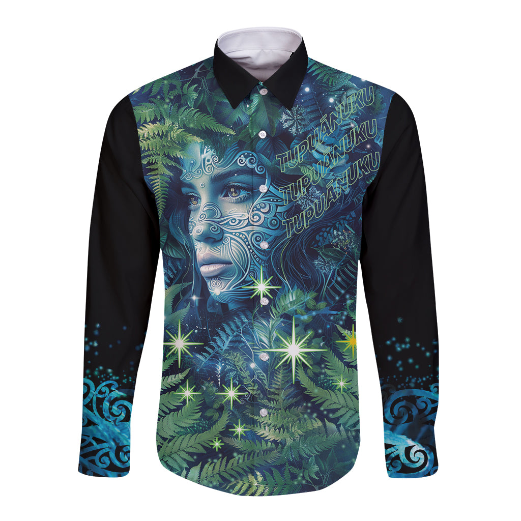 New Zealand Matariki Tupuanuku Long Sleeve Button Shirt Te W o te Hauhake LT9 Unisex Art - Polynesian Pride