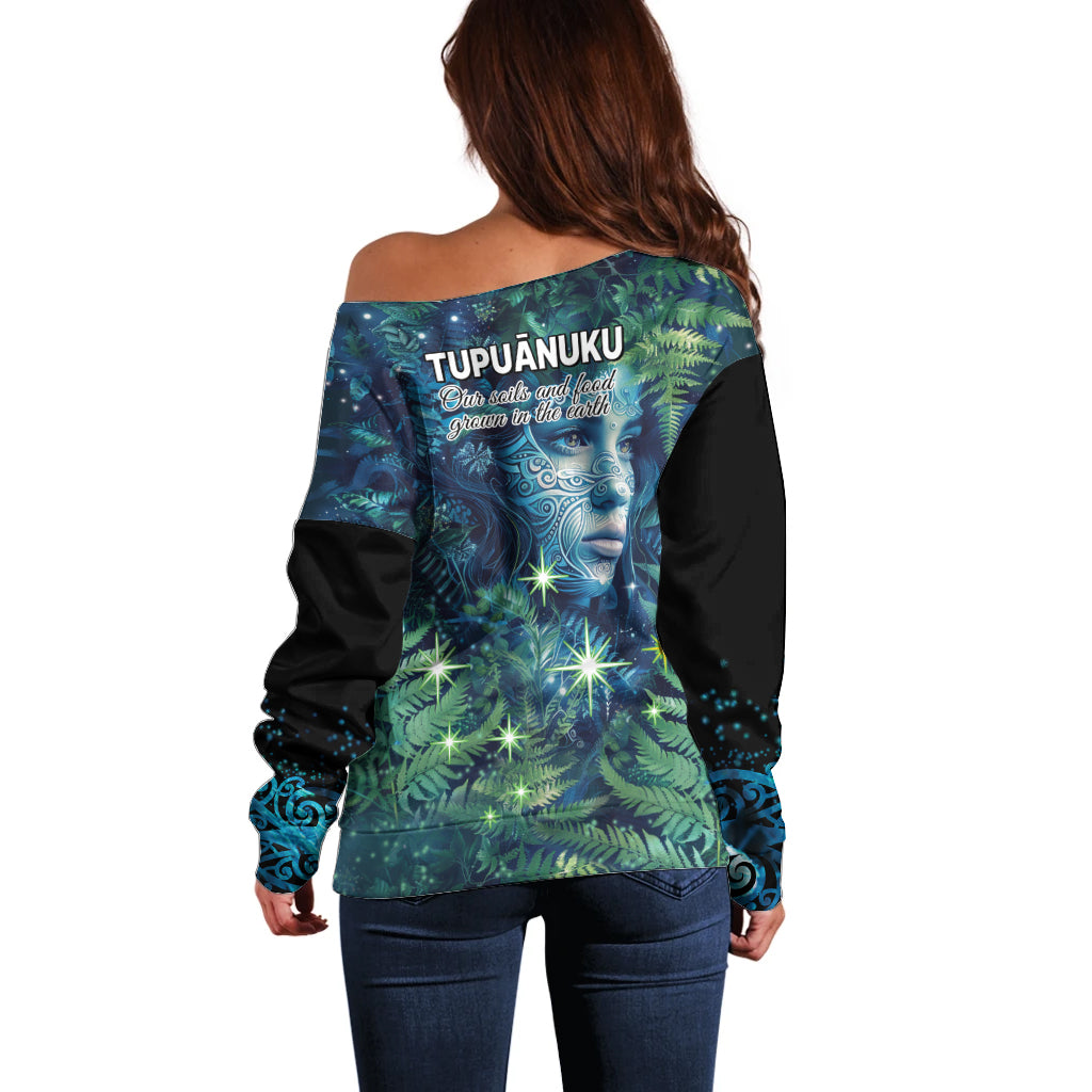 New Zealand Matariki Tupuanuku Off Shoulder Sweater Te W o te Hauhake LT9 - Polynesian Pride