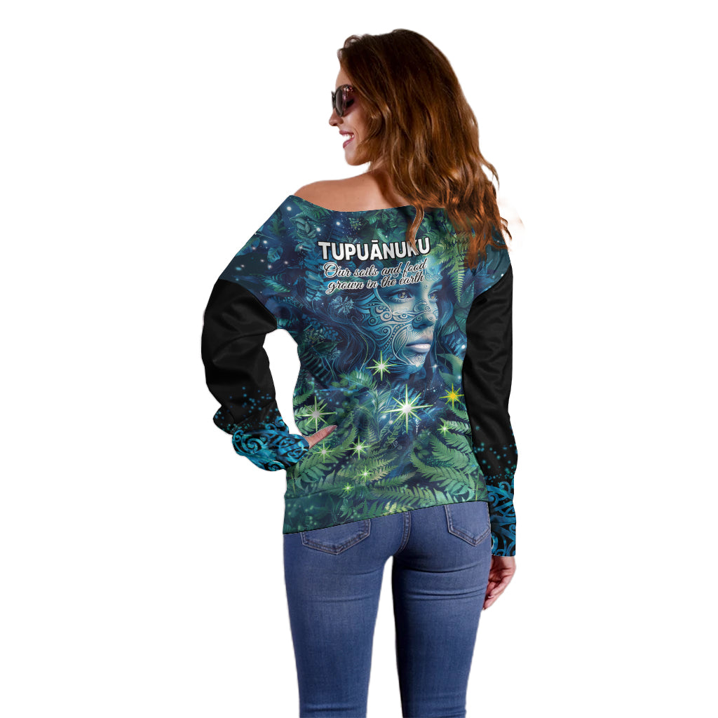 New Zealand Matariki Tupuanuku Off Shoulder Sweater Te W o te Hauhake LT9 - Polynesian Pride
