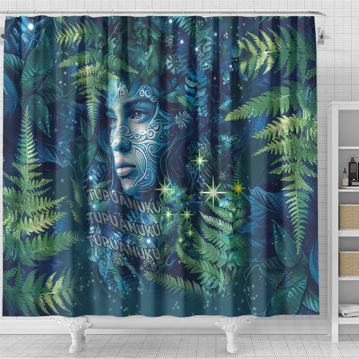 New Zealand Matariki Tupuanuku Shower Curtain Te W o te Hauhake LT9 - Polynesian Pride
